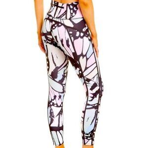 CCC Active Athletic Leggings Black Multi Color Abstract Print Comfortable Workou